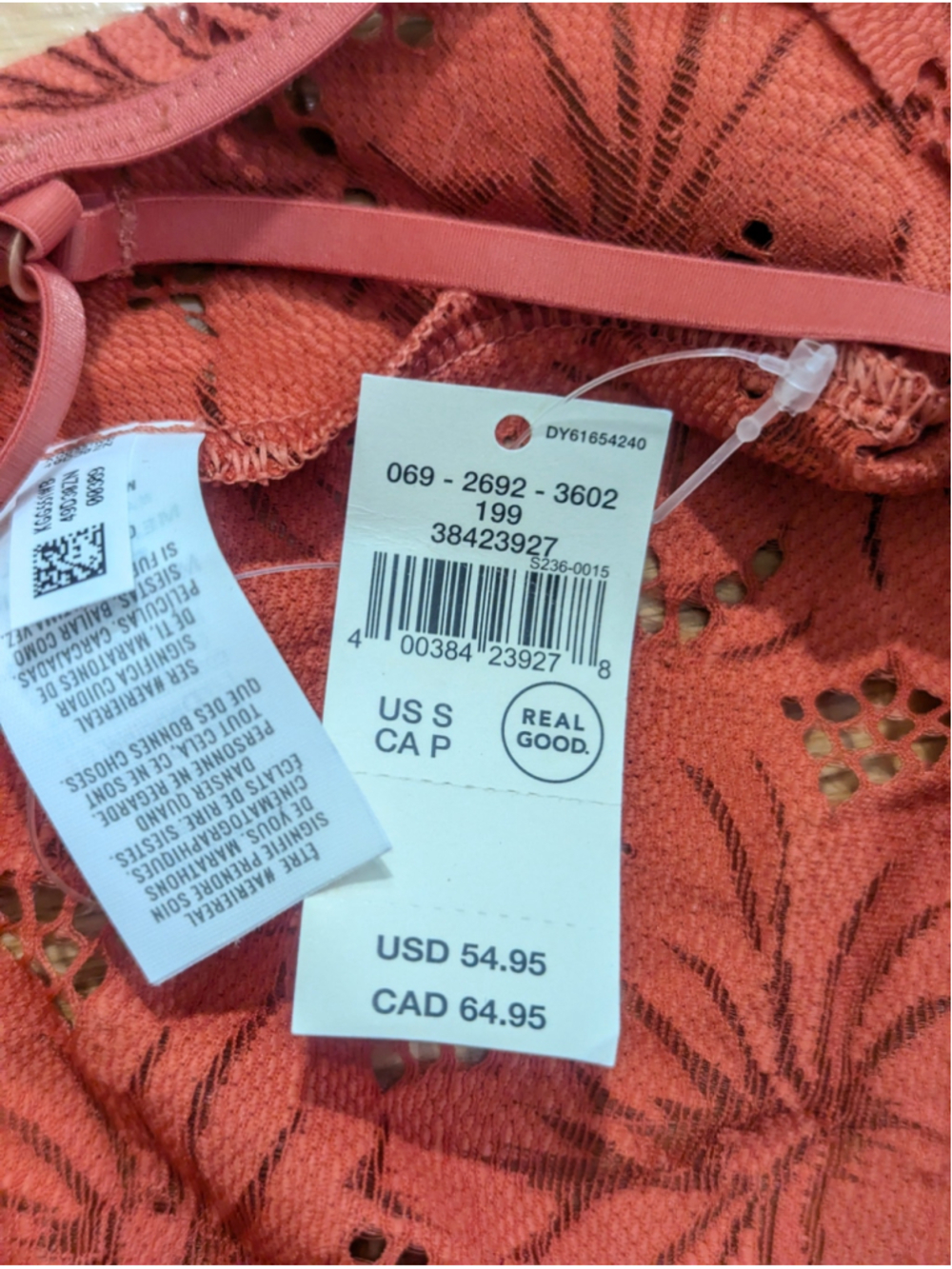 Aerie NWT Beach Daze Lace Bodysuit Coral Smsll - Picture 5 of 9